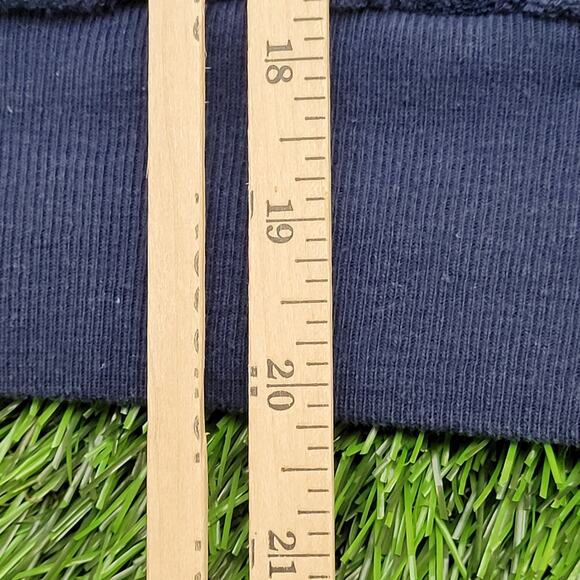 Vintage 90s MOD Velour Hooded Sweater Womens Medium 18x20 Blue - Picture 10 of 10